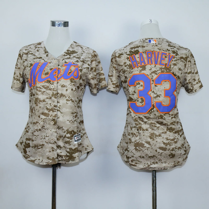 Women New York Mets #33 Harvey Camo MLB Jerseys->women mlb jersey->Women Jersey